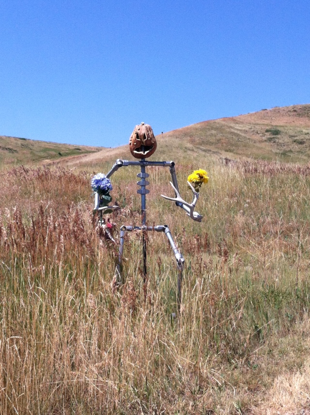 Spooky Scarecrow Lucy and I saw on our ride
